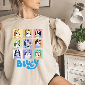 Bluey Show Sweatshirt, Bluey Family Hoodie, Heeler Bluey Clothing, Animated Character Apparel, Bandit Bluey Sweatshirt, Bluey Cartoon Hoodie